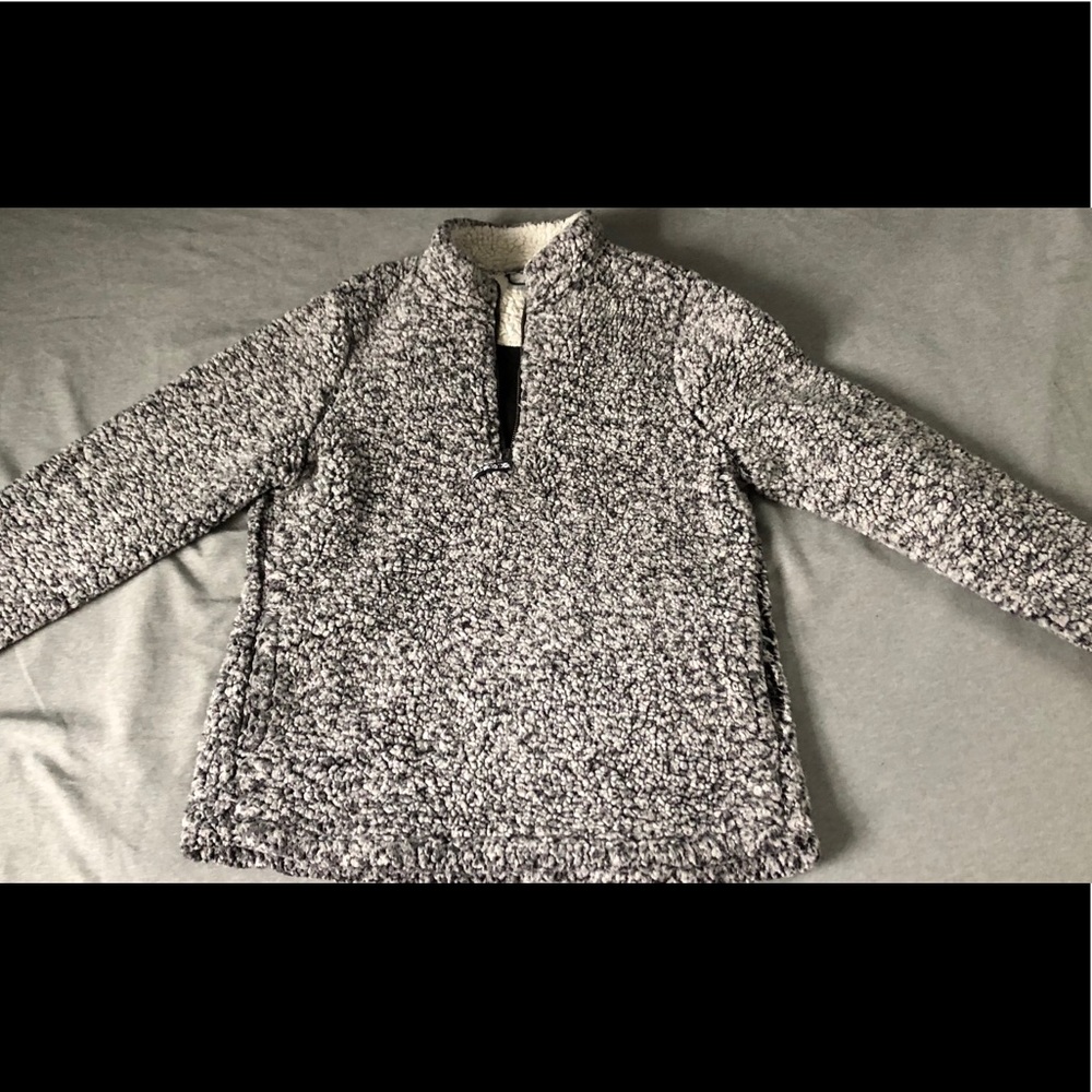 Black and White Sherpa Quarter Zip